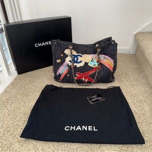 Chanel Night Flight Denim Chain Tote Bag FULL SET